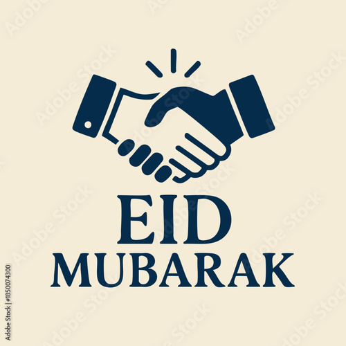 Business handshake icon with Eid Mubarak text