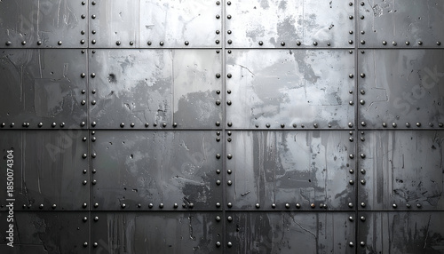 metal plate background with rivets, heavy industry look, detailed steel texture