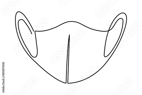 Safety face mask continuous one line drawing minimalist style vector outline for medical design