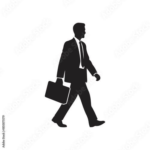 Businessman Walking silhouette icon vector flat design