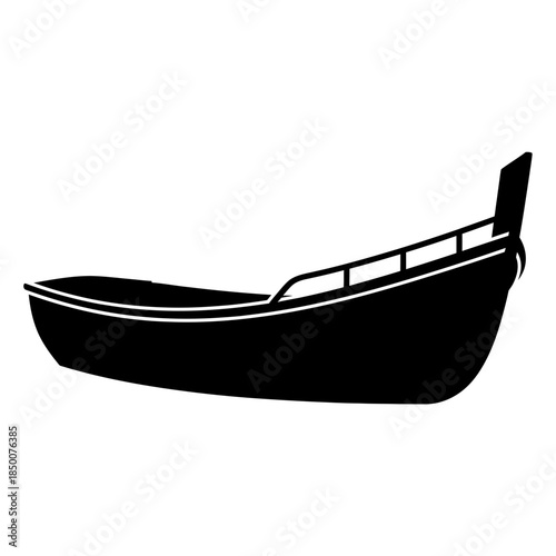 Boat Silhouette Side View – Simple Rowboat Watercraft Vector Icon