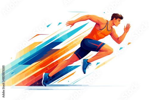 Powerful Male Sprinter in Dynamic Motion