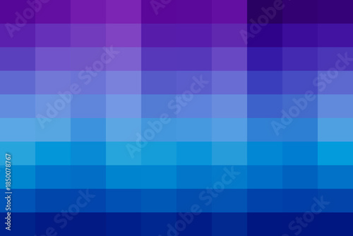 Abstract pixelated gradient background featuring a seamless transition from vibrant purple to deep blue squares, creating a modern digital mosaic pattern