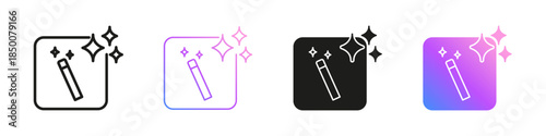 AI Magic Wand Icons for Artificial Intelligence Creativity, Editing and Smart Automation Icon Set. AI Design Transformation and Innovation Symbol Collection. Isolated Vector Illustratio