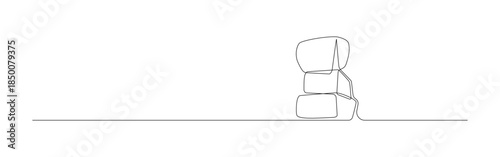 Continuous line drawing of stacked balanced rocks, for nature themed designs, mindfulness concepts, outdoor and adventure template