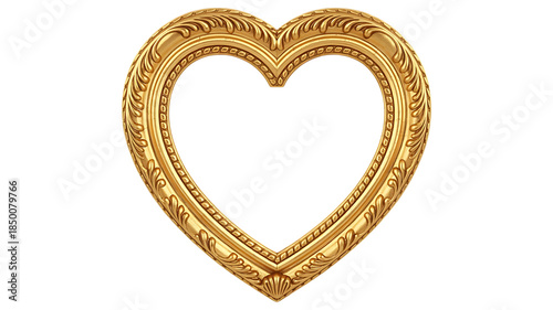 Antique Heart Shape Picture Frame Isolated on transparent background