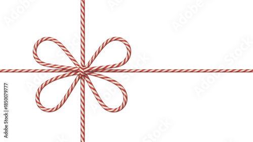 Red and White String Rope with Crossed Bow image Isolated on transparent