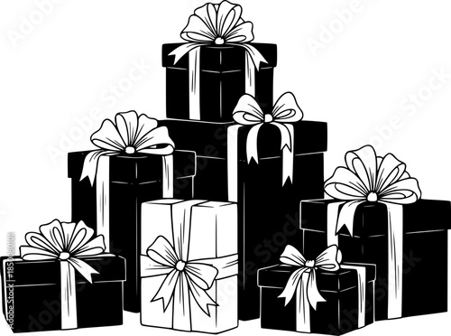 Gift Present Boxes Vector Silhouette Illustration
