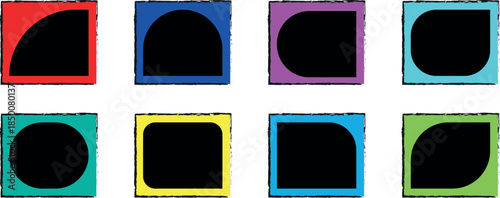 Abstract Collection of Grunge Square and Rectangle Background Templates with shape Vibrant Painted Brush Textures in High-Quality Vector Format in White Canvas