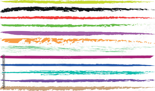 Bold Colorful Grunge Line Templates Featuring Hand-Painted Brush line Elements and Distressed Vector Textures