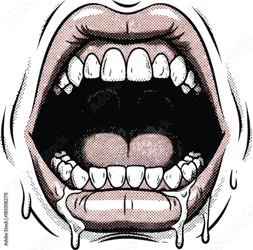 The Raw Power of the Human Voice: An Explosive Open Mouth Illustration of Emotion, Intensity, and Expression