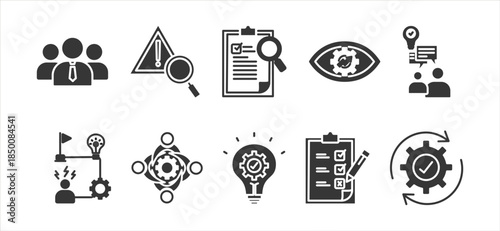 Crisis management glyph icon set collection