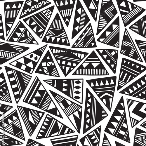 Abstract hand drawn tribal geometric seamless pattern. Vector illustration surface pattern background. 