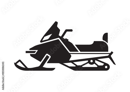 Snowmobile icon, Snowmobile Black silhouette vector