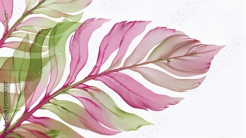 Vibrant watercolor leaves gently flowing in soft light.