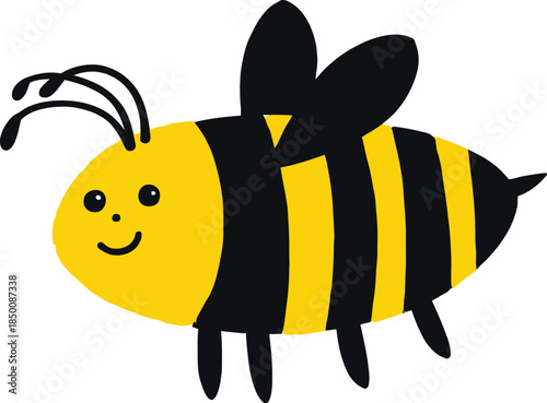 Vector art of a cute cartoon bee with a friendly smile isolated on white background