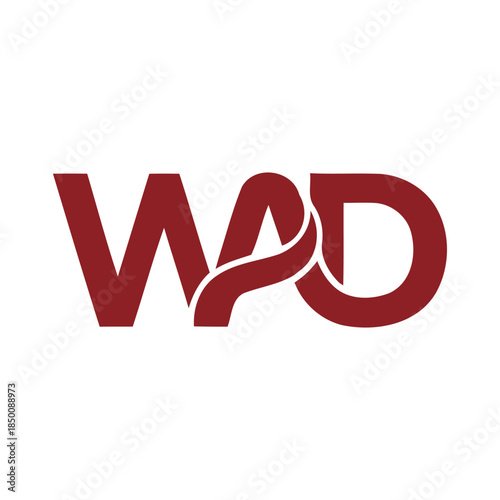 WAD monogram logo vector. World AIDS Day initial letter design with red awareness ribbon element
