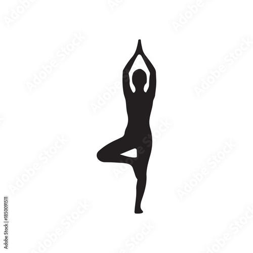 Yoga Pose silhouette icon vector flat design