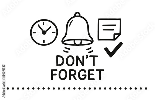 Reminder icon set with bell, clock, and checklist elements
