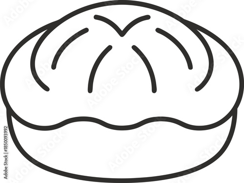 Outline icon of a bread bun on a white background.