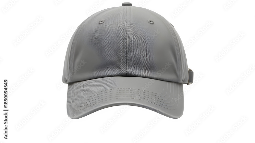 Fototapeta premium Plain Gray Baseball Cap, Front View, Isolated on White Background