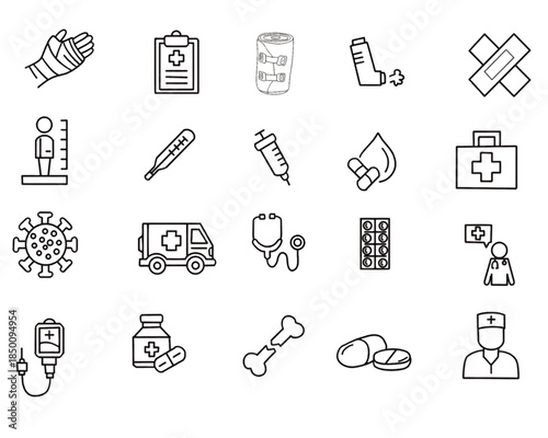 Medical healthcare line icon set