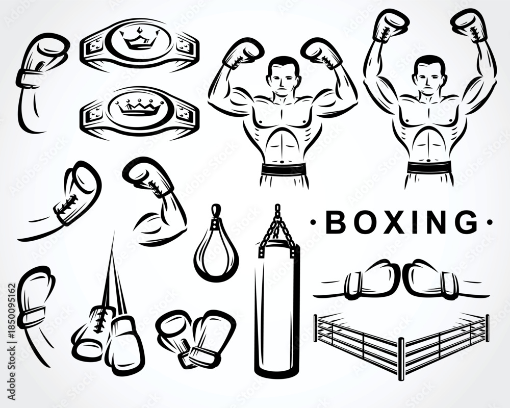 Fototapeta premium Boxing icon set. Collection element boxing. Vector