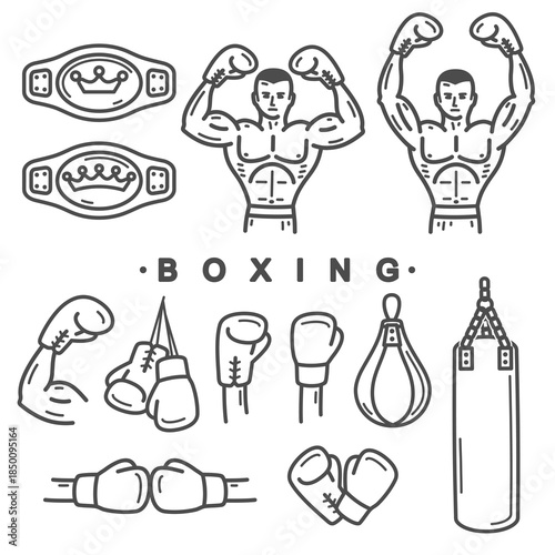 Boxing icon set. Collection element boxing. Vector