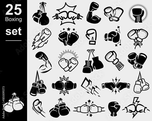 Boxing icon set. Collection element boxing. Vector