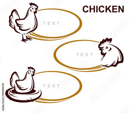 Chicken labels and icon set. Collection icons chicken. Vector