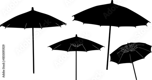 Set of cocktail umbrella vector icon in silhouette design. summer design concepts.
