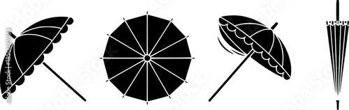 Set of cocktail umbrella vector icon in silhouette design. summer design concepts.
