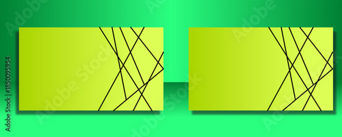 Two identical lime green abstract banners with black intersecting lines on a green background.