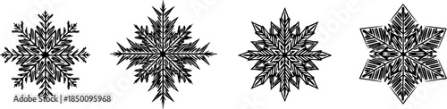 snowflake star vector design with black silhouette and white background
