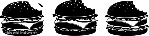 set of burger bite icon vector illustration isolated on white background
