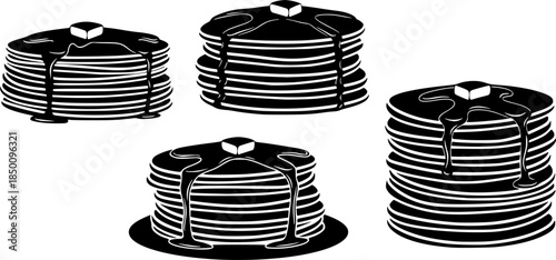 set of pancake stack icon vector illustration isolated on white background
