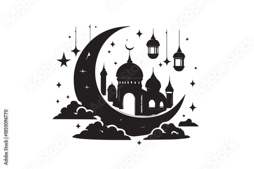 mosque illustration for ramadhan