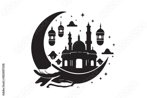 Hand drawn ramadan kareem illustration