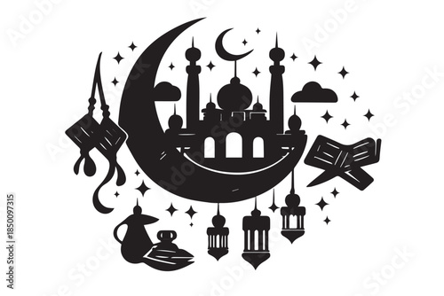 Hand drawn ramadan kareem illustration