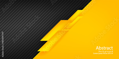 Abstract yellow orange and black contrast background. Tech futuristic corporate design. Geometric illustration for brochures, flyers, web graphic design. Vector illustration