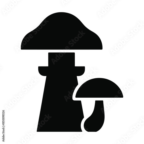 Black silhouette icon of two mushrooms isolated on