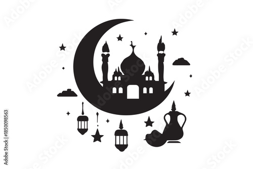 Hand drawn ramadan kareem illustration