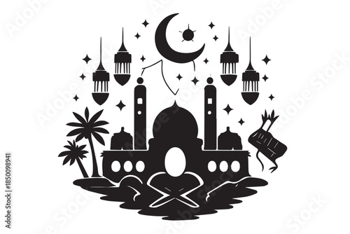 Hand drawn ramadan kareem illustration