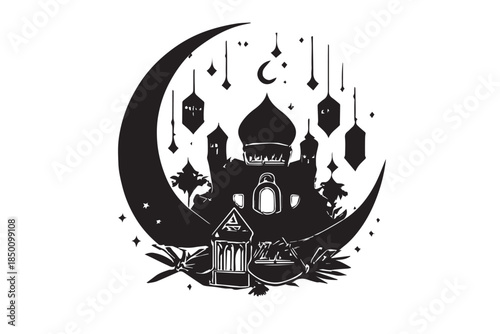 Hand drawn ramadan kareem illustration