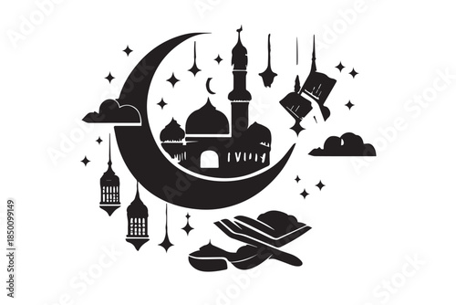 Hand drawn ramadan kareem illustration