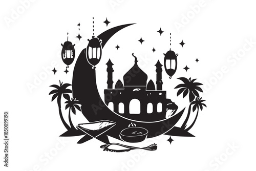 Hand drawn ramadan kareem illustration