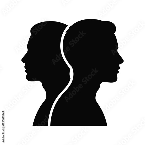 Silhouette of two male profiles facing opposite direction