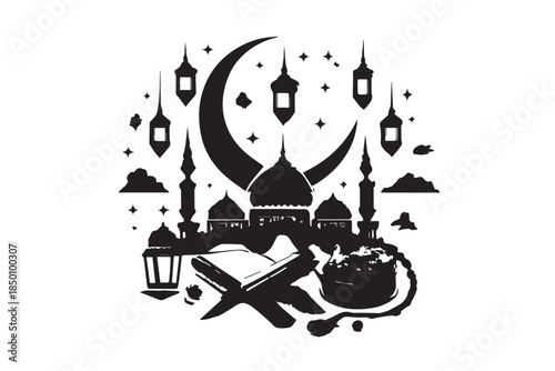 Hand drawn ramadan kareem illustration