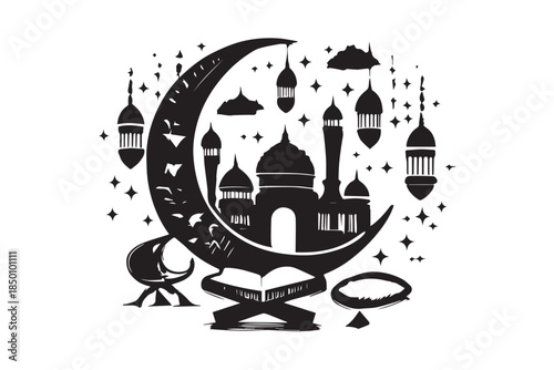 Hand drawn ramadan kareem illustration