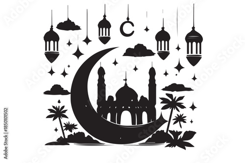 Hand drawn ramadan kareem illustration